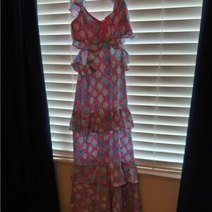 Simply Southern Pink and Blue Shell Maxi Dress